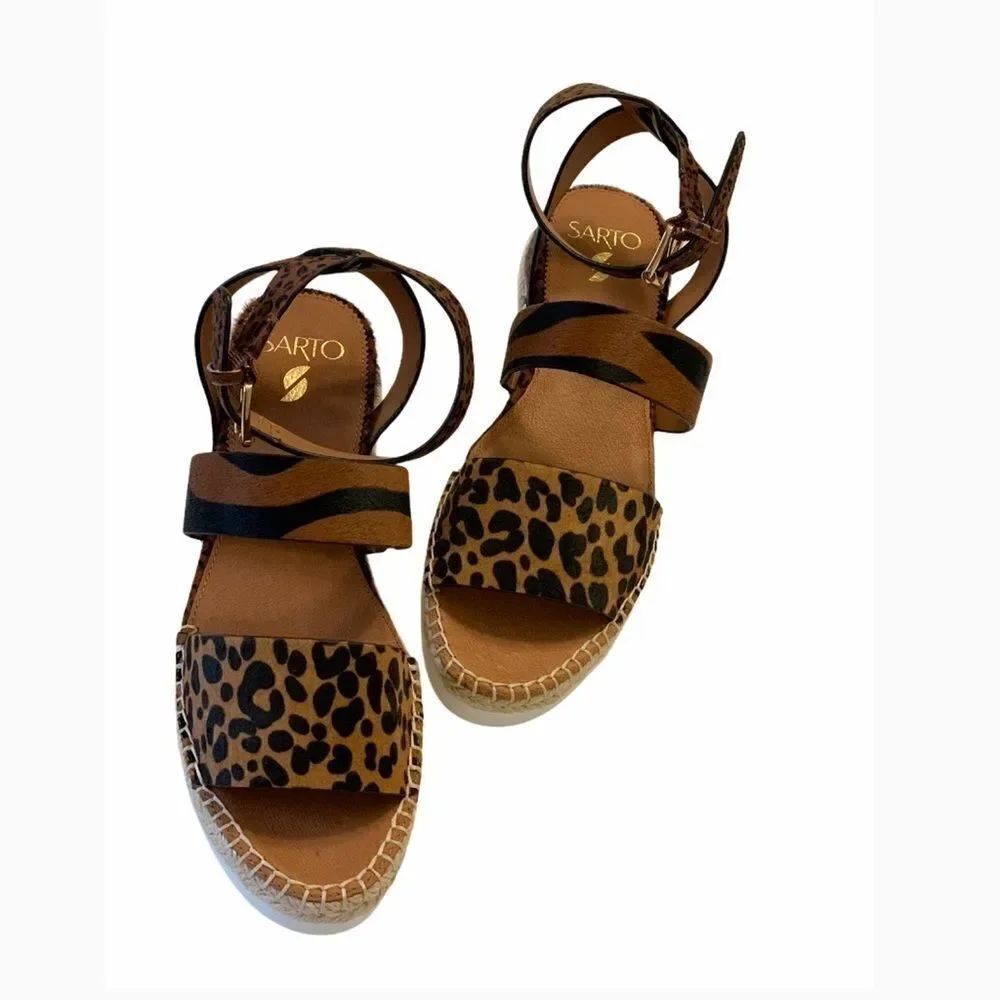 Franco Sarto Genuine Calf Hair Wedge Sandals